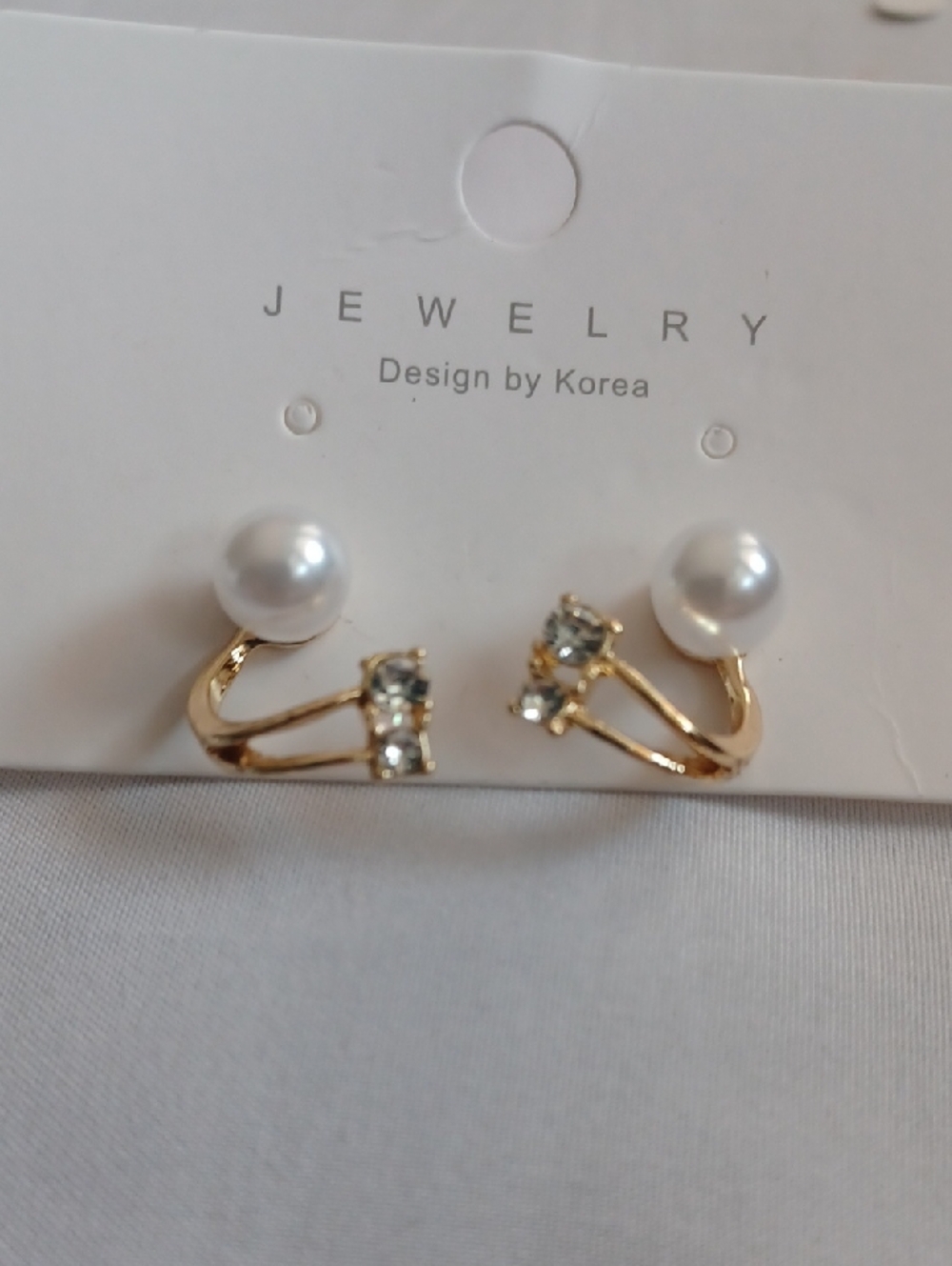 4/$40 New Gold Pearl and Crystal Double-Row Ear Cuffs